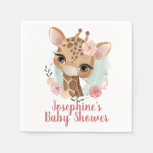 Roze Waterverf Giraffe Baby shower