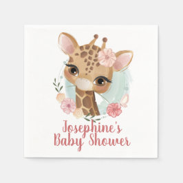 Roze Waterverf Giraffe Baby shower Servet