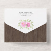 Roze Waterverf Giraffe Hout Baby shower All In One Uitnodiging (Achterkant)