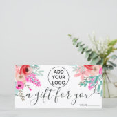 Roze waterverf girale logo cadeaubon (Staand voorkant)