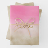Roze Waterverf Glam Gold Tie Dye XOXO Glitter Inpakpapier Vel (In situ)