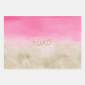 Roze Waterverf Glam Gold Tie Dye XOXO Glitter Inpakpapier Vel (Voorkant)