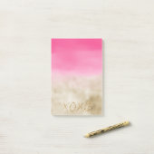 Roze Waterverf Glam Gold Tie Dye XOXO Glitter Post-it® Notes (Op bureau)