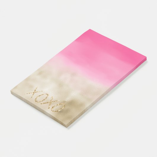 Roze Waterverf Glam Gold Tie Dye XOXO Glitter Post-it® Notes (Schuin)