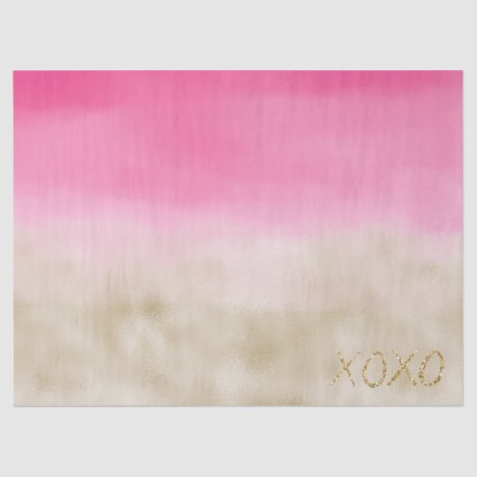 Roze Waterverf Glam Gold Tie Dye XOXO Glitter Tissuepapier (Voorkant)