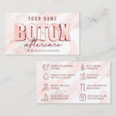 Roze Waterverf Glitter Aftercare Card Visitekaartje (Voorkant / Achterkant)