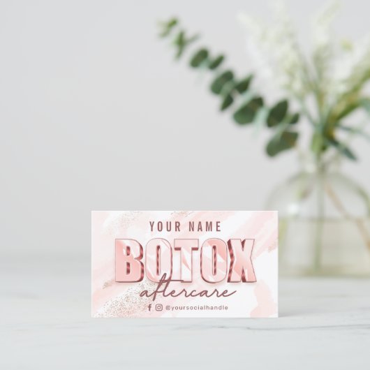 Roze Waterverf Glitter Aftercare Card Visitekaartje (Staand voorkant)
