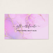 Roze Waterverf Glitter Cadeaubon Visitekaartje (Voorkant)
