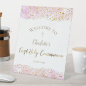 roze waterverf glitter | Eerste mededeling Reclamebord Met Voetstuk (Insitu)