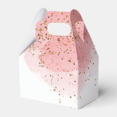 Roze Waterverf Glitter Gold Cross Baptisme Girl Bedankdoosjes (Achterkant)