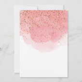 Roze Waterverf Glitter Gold Cross Baptisme Girl Bedankkaart (Achterkant)