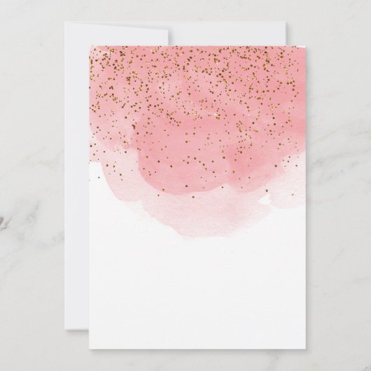 Roze Waterverf Glitter Gold Cross Baptisme Girl Bedankkaart (Achterkant)