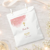 Roze Waterverf Glitter Gold Cross Baptisme Girl Bedankzakje (Geknipt)