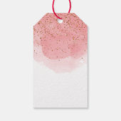 Roze waterverf glitter gouden kruis doop meisje cadeaulabel (Achterkant)