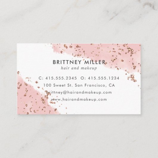 Roze Waterverf Glitter Loyalty Kaart Handschrift Visitekaartje (Achterkant)