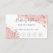 Roze Waterverf Glitter Loyalty Kaart Handschrift Visitekaartje (Voorkant)