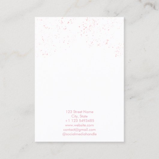 Roze Waterverf Glitter Oorbel Sieraden Display Visitekaartje (Achterkant)