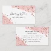 Roze Waterverf Glitter Visitekaartje Handschrift (Voorkant / Achterkant)