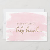 Roze Waterverf Gold Baby Brunch Uitnodiging (Achterkant)