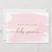 Roze Waterverf Gold Baby Sprinkle Uitnodiging (Achterkant)