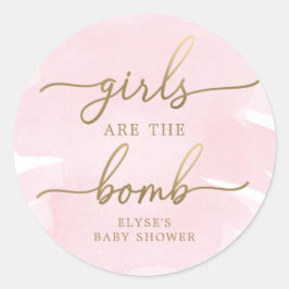 Roze Waterverf Gold Bath Bomb Favor Sticker