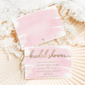 Roze Waterverf Gold Bridal Shower Kaart