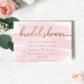 Roze Waterverf Gold Bridal Shower Kaart