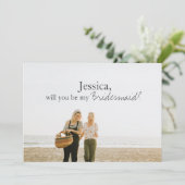 Roze Waterverf Gold Bridesmaid Voorstel Foto Kaart (Staand voorkant)