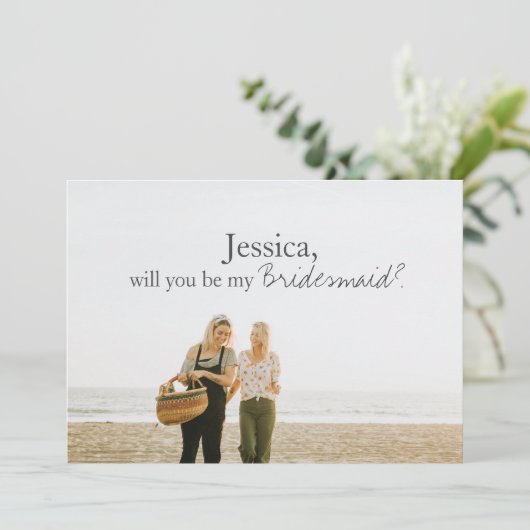 Roze Waterverf Gold Bridesmaid Voorstel Foto Kaart (Staand voorkant)