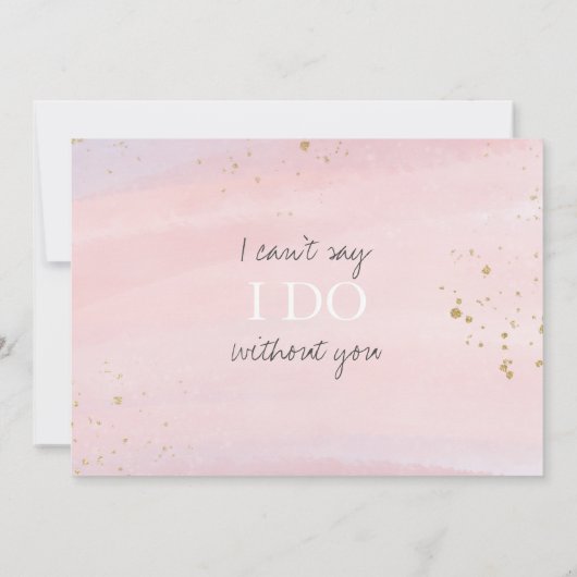 Roze Waterverf Gold Bridesmaid Voorstel Foto Kaart (Achterkant)