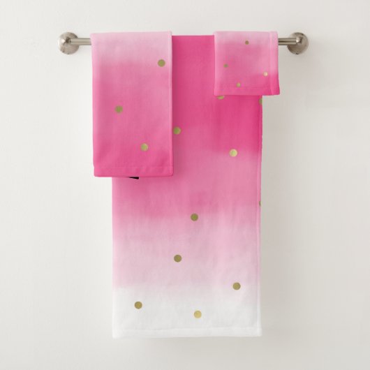 Roze Waterverf Gold Confetti Ombre Beauful Bad Handdoek (Insitu)