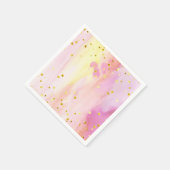 Roze Waterverf Gold Confetti Papier Napkins Servet (Hoek)