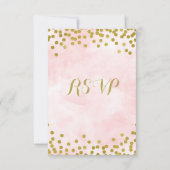 Roze Waterverf Gold Confetti Wedding RSVP Kaartje (Achterkant)