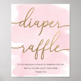 Roze Waterverf Gold Diaper Raffle Poster