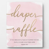 Roze Waterverf Gold Diaper Raffle Sign Fotoplaat (Voorkant)