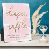 Roze Waterverf Gold Diaper Raffle Sign Fotoplaat (Zijkant)