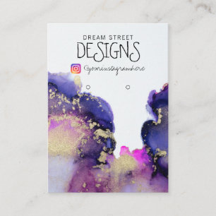 Roze Waterverf Gold Earring Display Kaart Visitekaartje