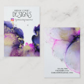 Roze Waterverf Gold Earring Display Kaart Visitekaartje (Voorkant / Achterkant)