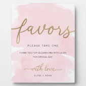Roze Waterverf Gold Favors Sign Fotoplaat (Voorkant)