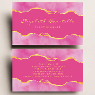 Roze Waterverf Gold Foil Luxury Visitekaartje