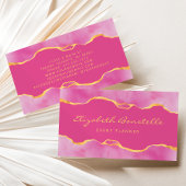 Roze Waterverf Gold Foil Luxury Visitekaartje