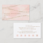 Roze Waterverf Gold Glitter Trail Loyalty-kaart Klantenkaartje (Voorkant / Achterkant)