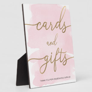 Roze Waterverf Gold Kaarten en cadeaubonborden Fotoplaat