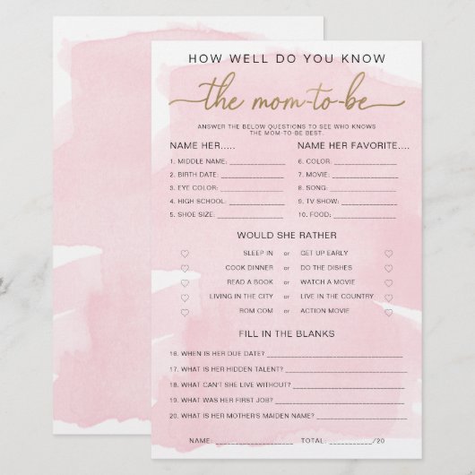 Roze Waterverf Gold kent het nieuwe spel (Voorkant / Achterkant)