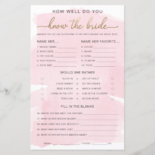 Roze Waterverf Gold kent het spel (Voorkant)