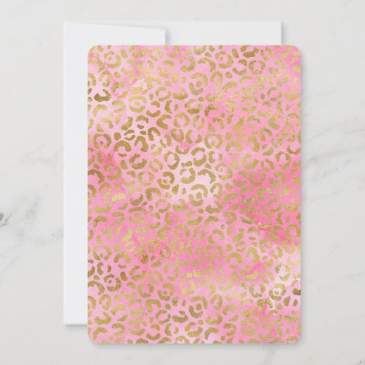 Roze Waterverf Gold Leopard Print Kaart (Achterkant)
