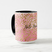 Roze Waterverf Gold Leopard Print Mok (Voorkant links)