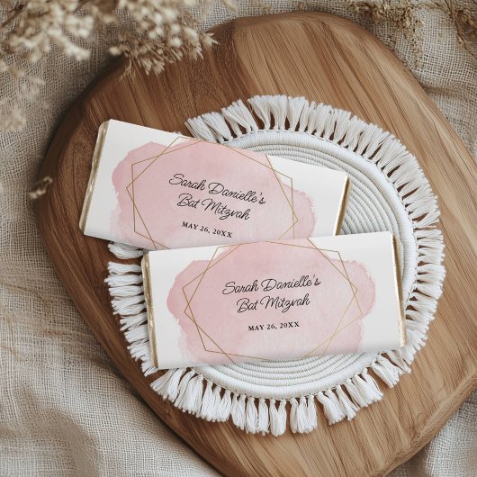 Roze Waterverf Gold Lijst Snoep Bar Wrapper Flyer