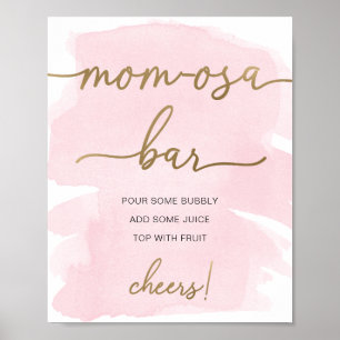 Roze Waterverf Gold Ma-osa Bar Sign Poster