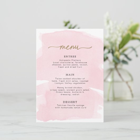 Roze Waterverf Gold Menu (Staand voorkant)